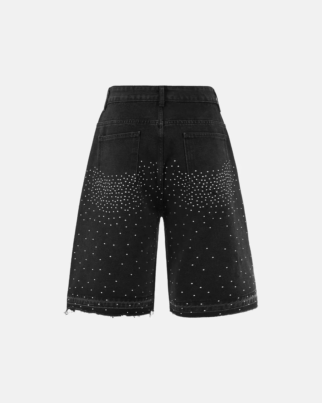 Short vaquero de corte recto con pedrería
