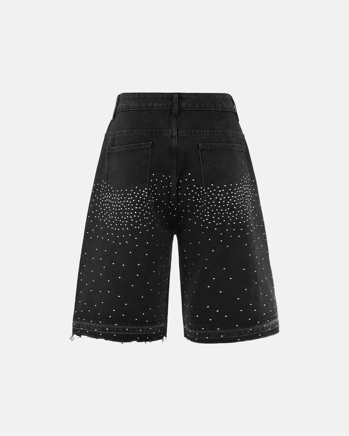 Short vaquero de corte recto con pedrería