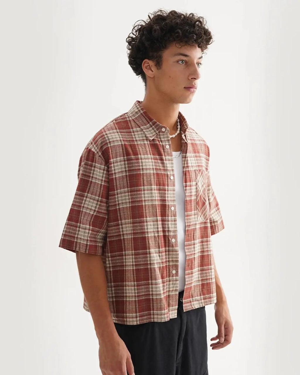 Camisa de cuadros de corte cuadrado