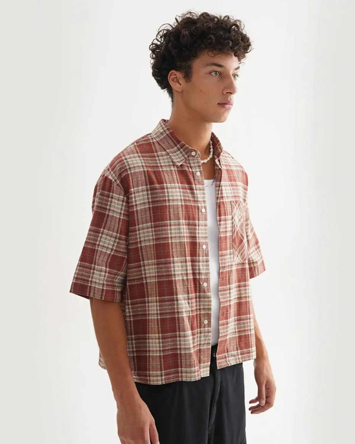Camisa de cuadros de corte cuadrado