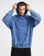 Sudaderas con capucha de felpa francesa con acabado lavado y efecto desgastado