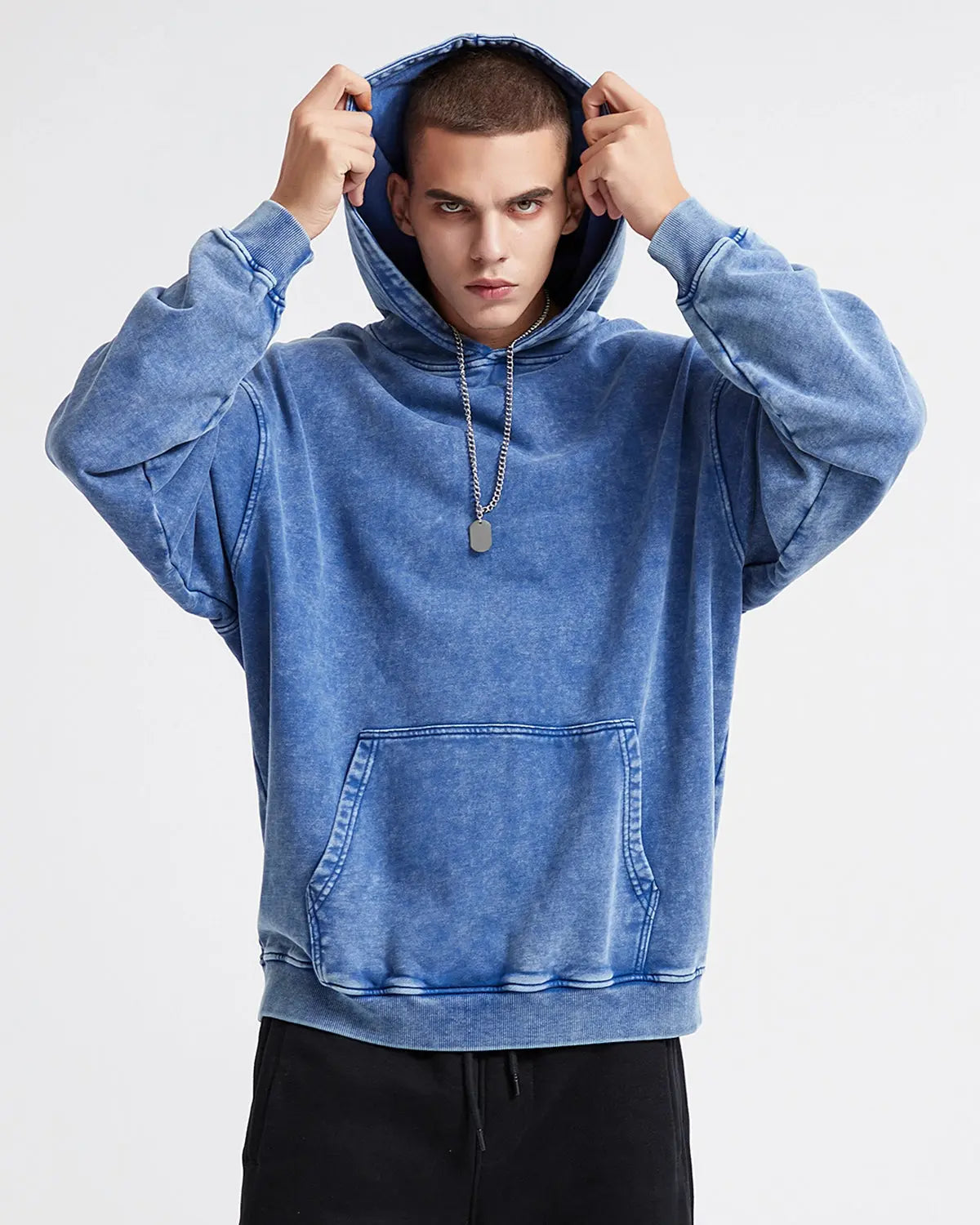 Sudaderas con capucha de felpa francesa con acabado lavado y efecto desgastado