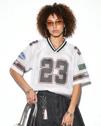 Camiseta de malla estampada estilo jersey 23