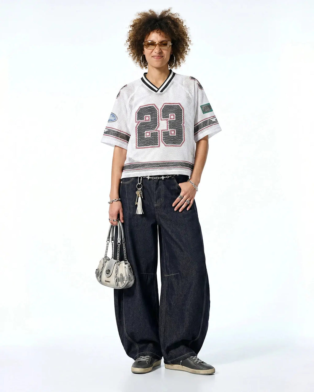 Camiseta de malla estampada estilo jersey 23