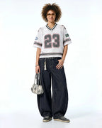 Camiseta de malla estampada estilo jersey 23