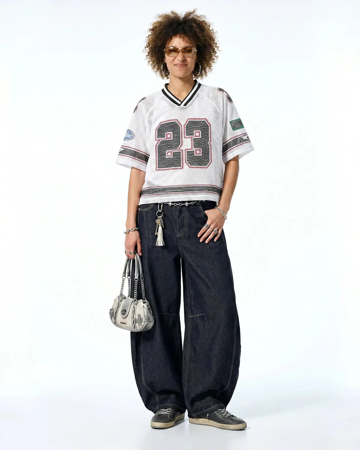Camiseta de malla estampada estilo jersey 23