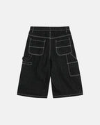 Bermudas cargo de corte crudo con costuras en contraste