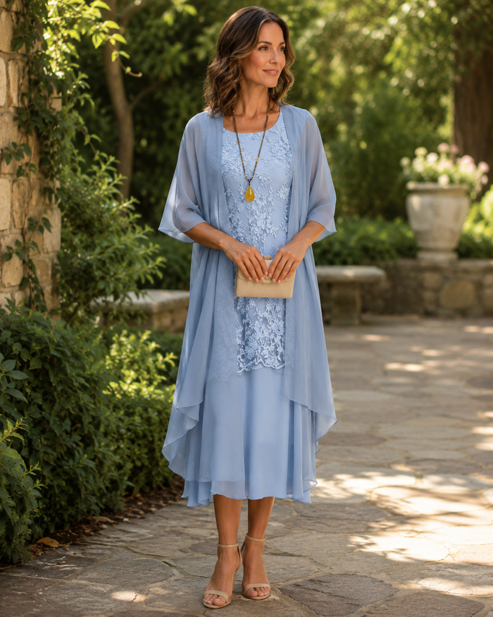 Eleanor | Vestido Elegante de Gasa de Dos Piezas
