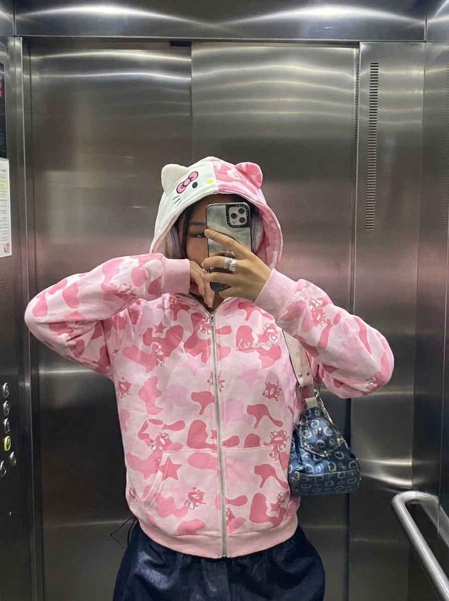 Sudadera con cremallera "Iconic Kitty"