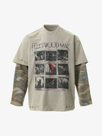 Camiseta de manga larga con estampado de camuflaje efecto desgastado